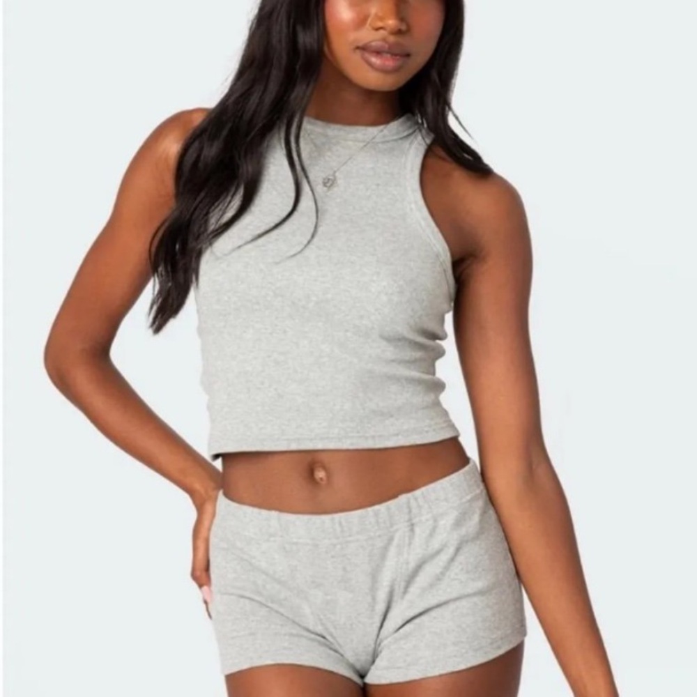 Gray Sleeveless Crop Top